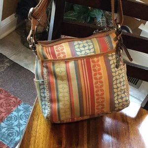 Awesome Fossil fabric w leather trim x body